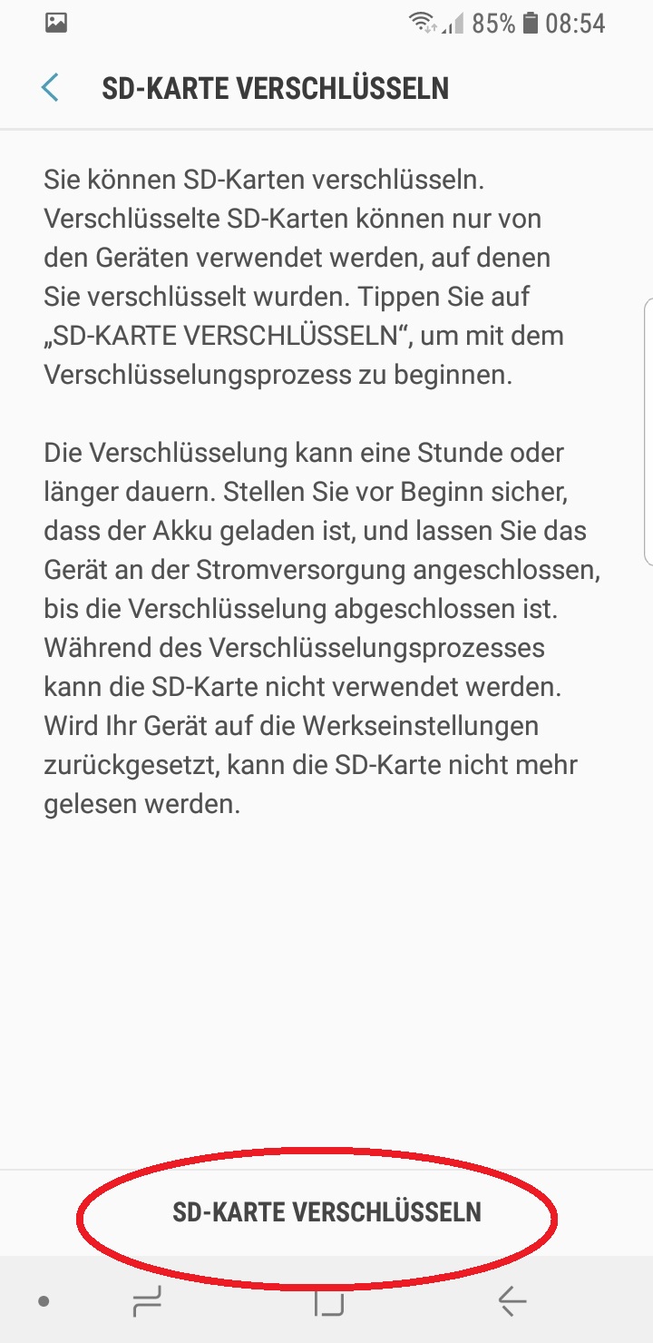 SD-Karte verschlüsseln klicken